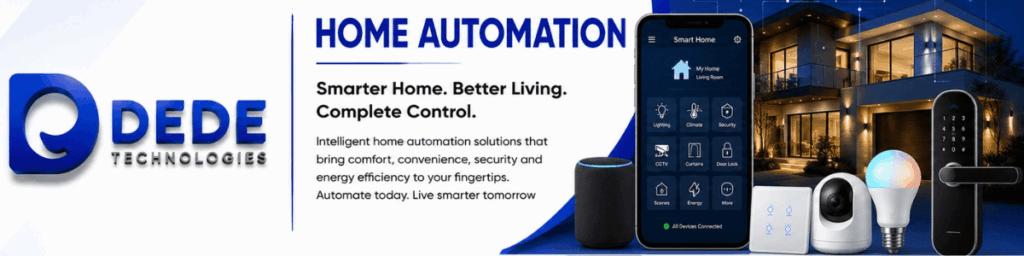 Home Automation in Chennai with smart lighting, curtain control, appliances, security and mobile app integration by DEDE Technologies